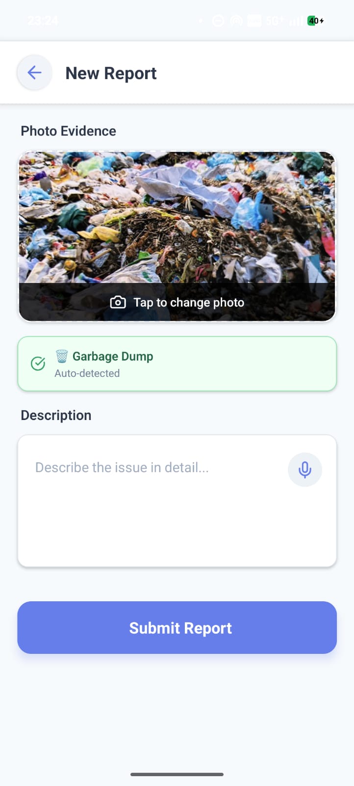 New Report Screen